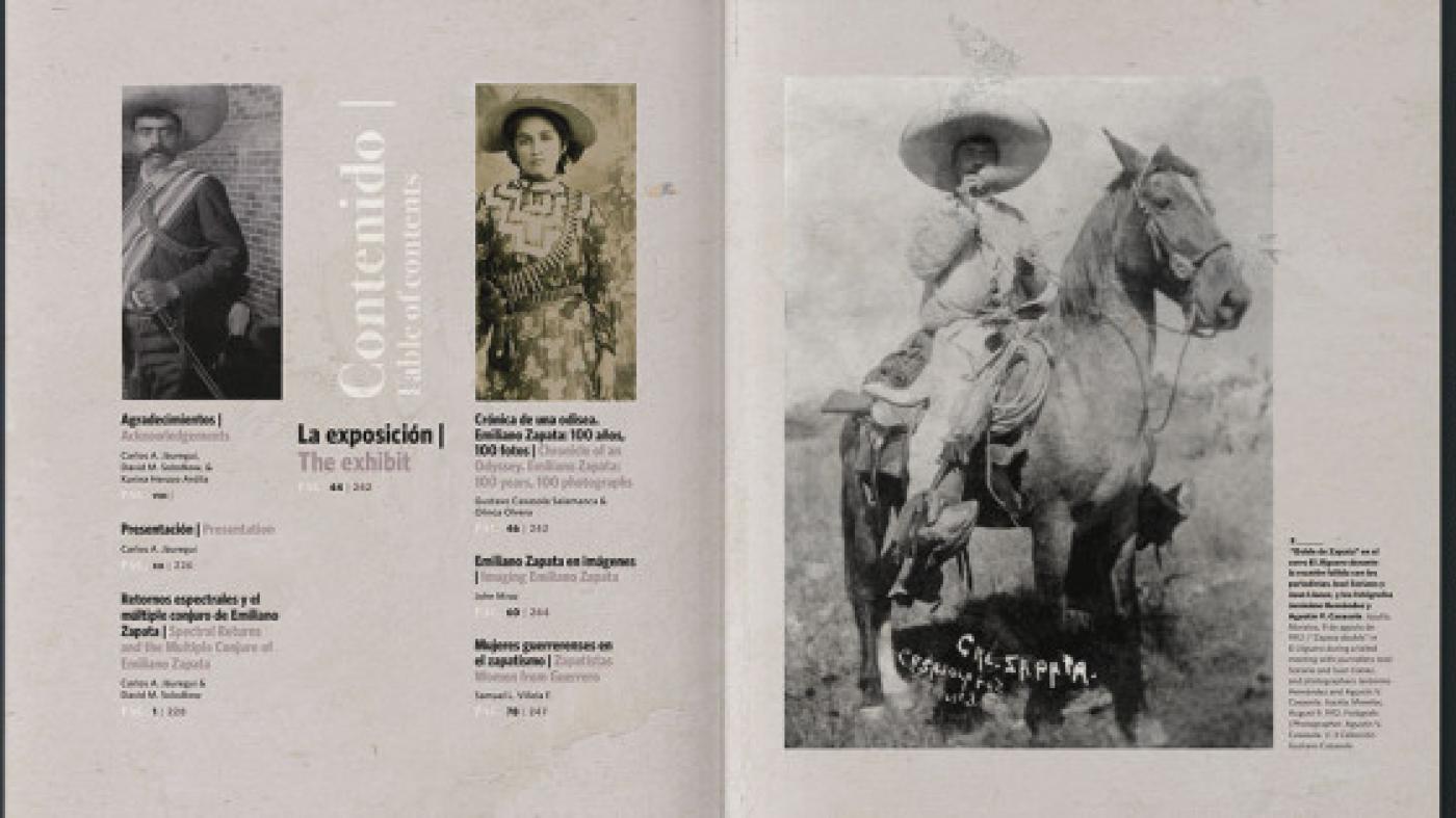 Foto de una exposición sobre los 100 años de Emiliano Zapato.