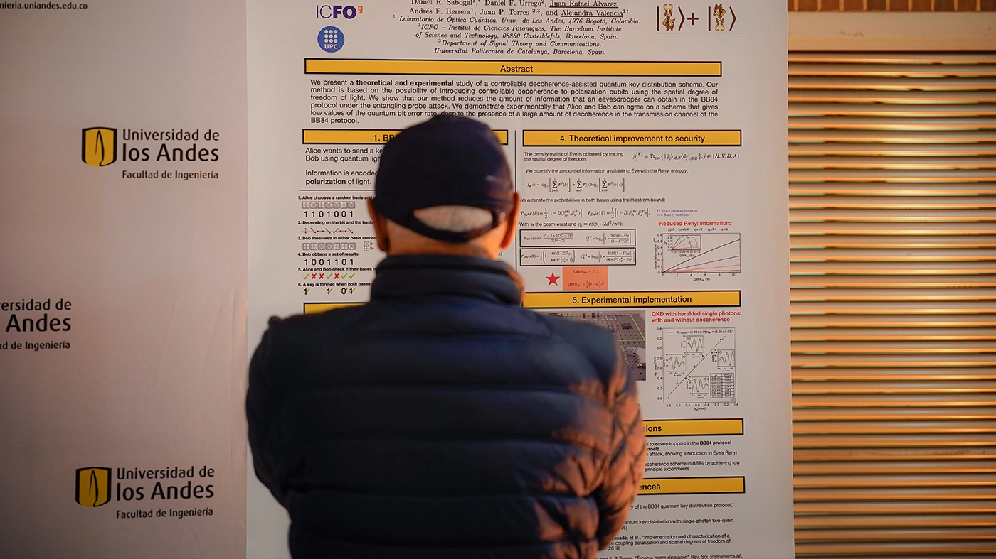 Posters sobre trabajos sobre Física cuántica en Uniandes.