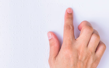 Hand "reading" Braille