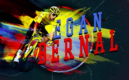 Imagen ilustrada del ciclista colombiano Egan Bernal.