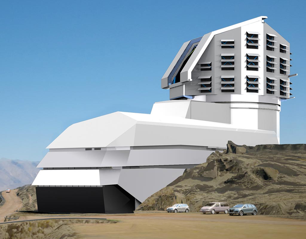 Render del observatorio que alojará al telescopio LSST que se construye en Chile. Foto tomada de la página: https://www.lsst.org/