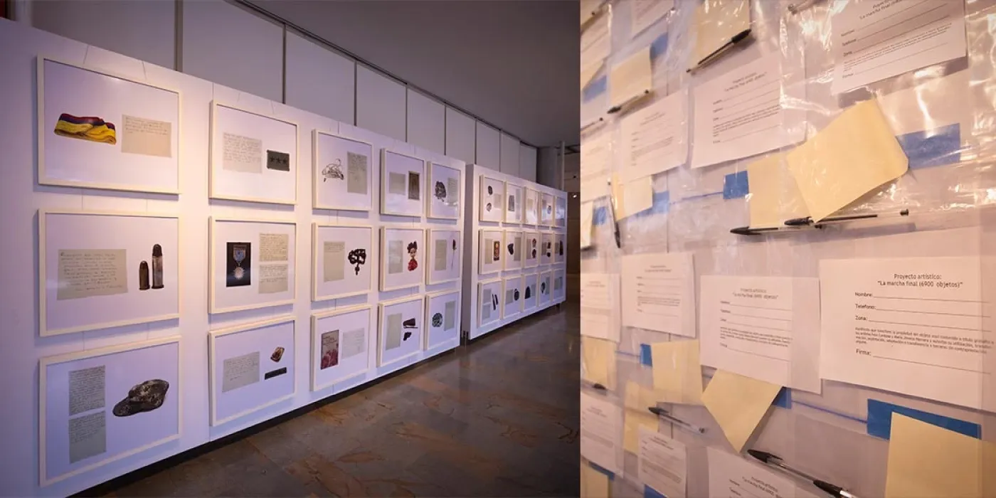 Foto exposición Objetos de Paz Universidad de los Andes