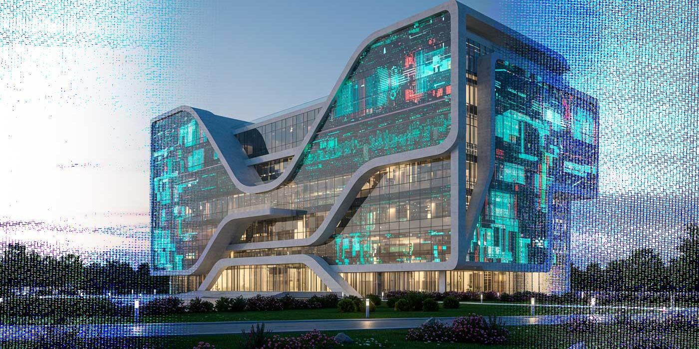 Imagen creada con IA de un edificio.