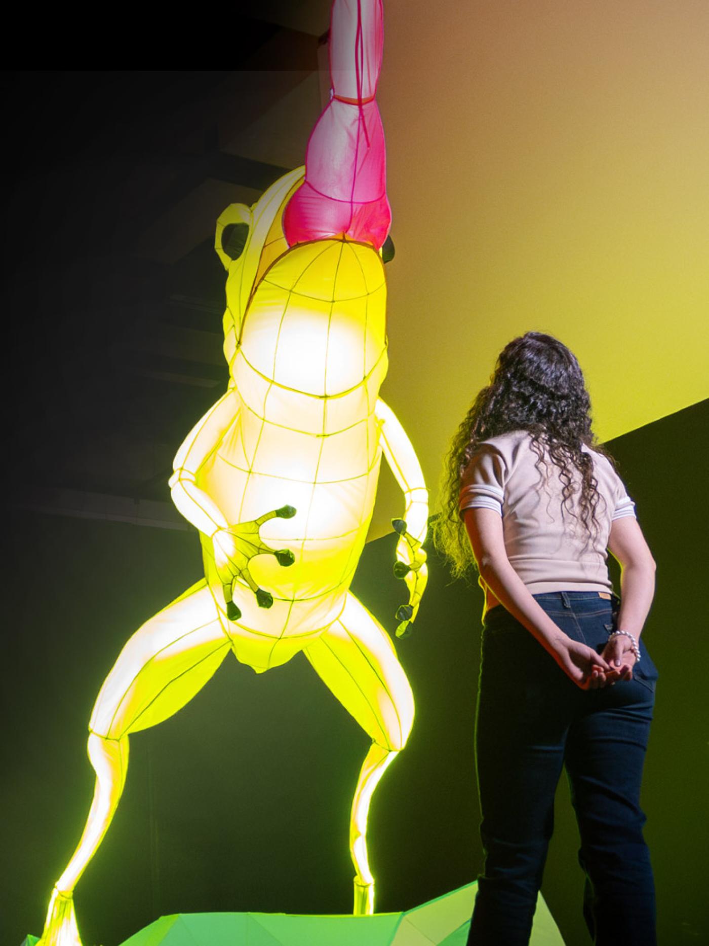 Foto de una recreación de una rana venenosa que hace parte de la exposición 'Venenosos y ponzoñosos' que se presenta en la Universidad de los Andes (Colombia).